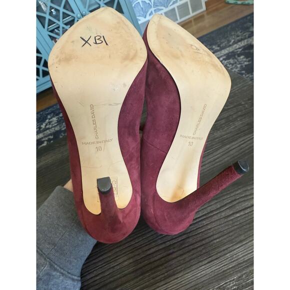 Charles David Lara Bordo Leather Ankle Buckle Dress Pump Sz. 10 - Picture 3 of 9